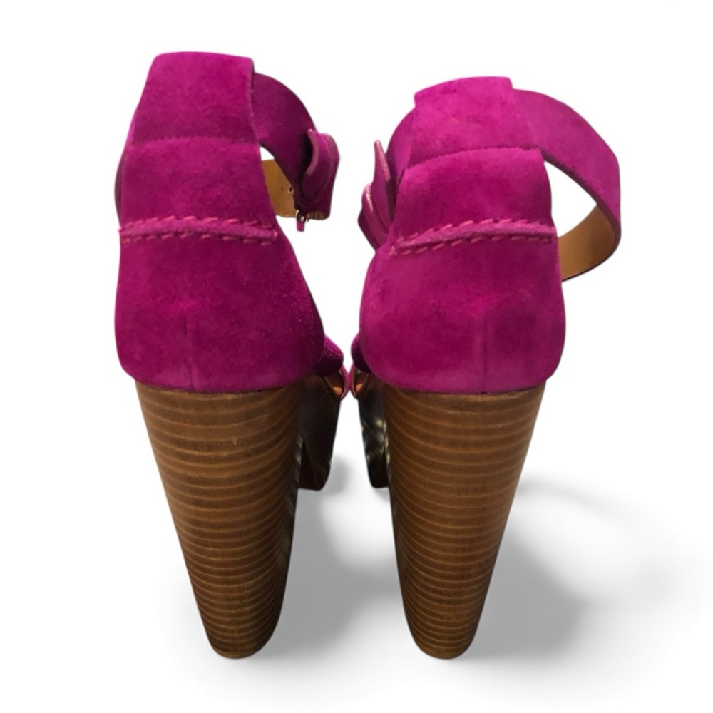NEW Ralph Lauren Collection Alannah Fuchsia Suede Platform Heels Shoes 7.5 Gift - Picture 4 of 6